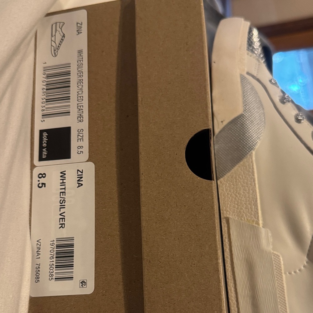 Brand new Dolce Vita Zina Metallic Silver and Cream Leather Sneakers - Picture 5 of 5